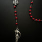 Santa Muerte Rosary / Red wood beads/ Rose scented / Handmade! / FREE SHIPPING!)